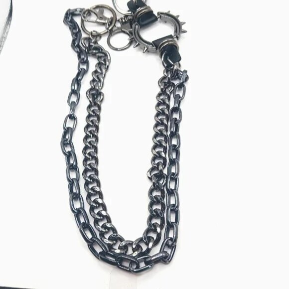 COPY  Mens Heavy Black Metal Pants or Wallet Chain Double Layer 22 inch… - Picture 1 of 9